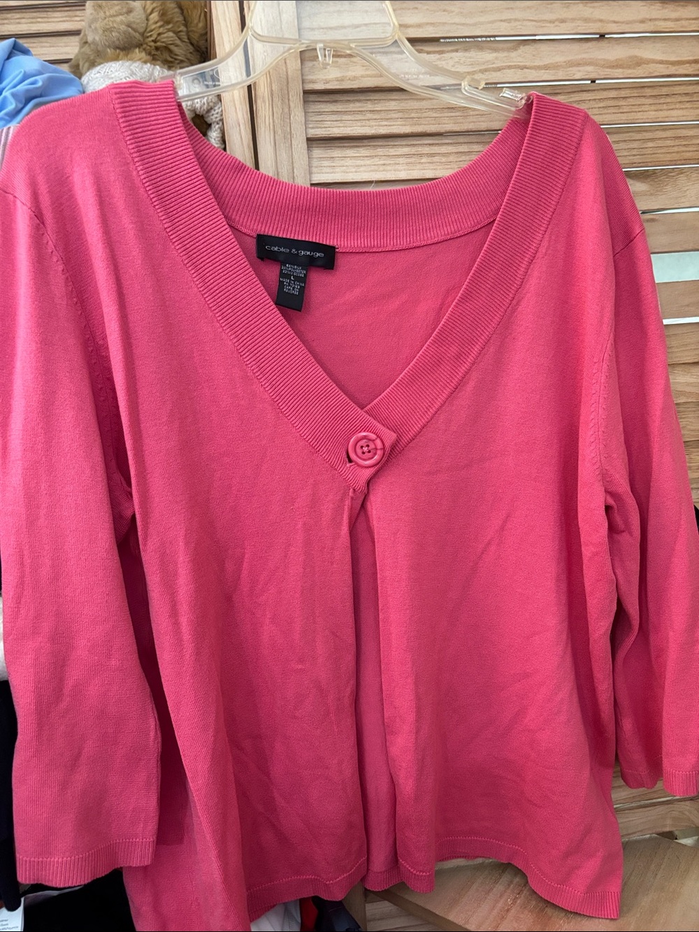Cable & Gauge Single Button Silk Blend Cardigan Large